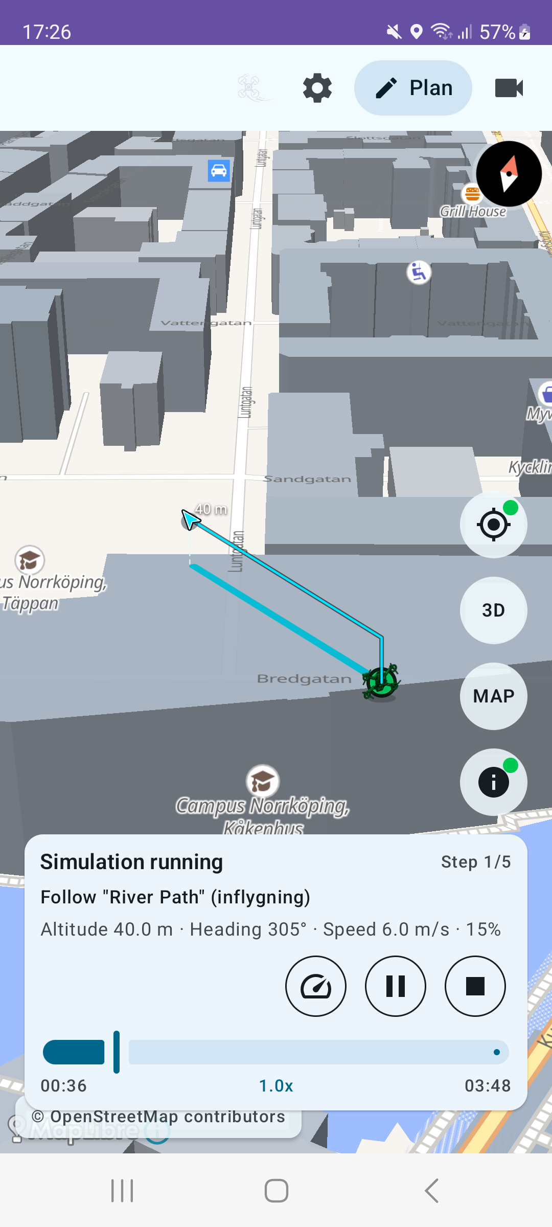 Simulation with height path